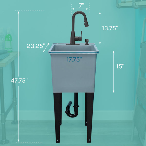 UtilitySink 23.25" L x 17.75" W Free Standing Laundry Sink With Faucet